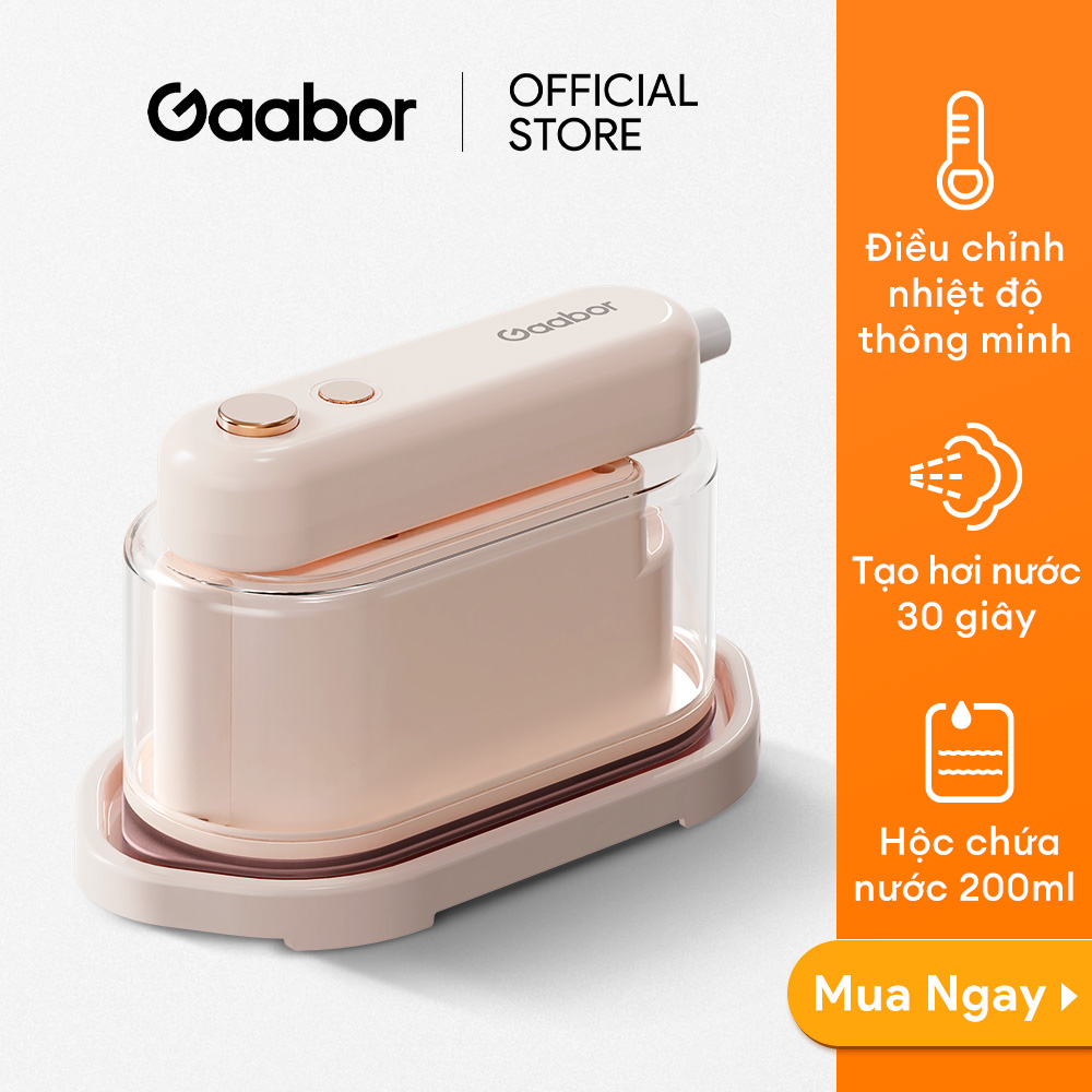 Bàn ủi hơi nước gấp gọn Gaabor GS1300M-PK01A thiết kế cầm tay nhỏ gọn dễ thương công suất 1300W - Hàng chính hãng