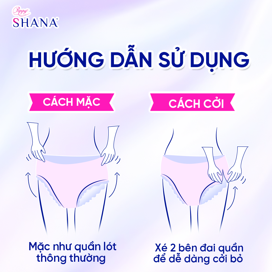 Combo 6 gói Băng Vệ Sinh Quần Peppy Shana Ngày Đêm Siêu Thấm, Freesize, Chống Tràn Tối Đa