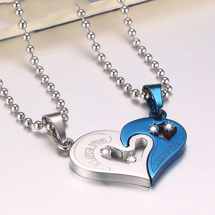 Dây chuyền cặp đôi 2 mảnh ghép trái tim  CDC007X