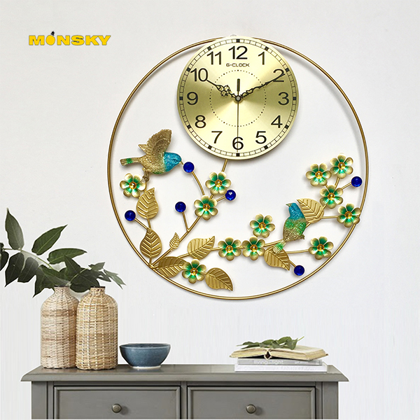 Đồng hồ treo tường MONSKY GCLOCK loại to 50X50 (cm) cao cấp làm từ kim loại sơn tĩnh điện chạy máy kim trôi chuẩn (1923)