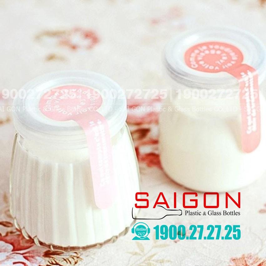 Hũ thủy tinh sữa chua sọc 100ml , 200ml nắp nhựa | Tùy Chọn Dung Tích