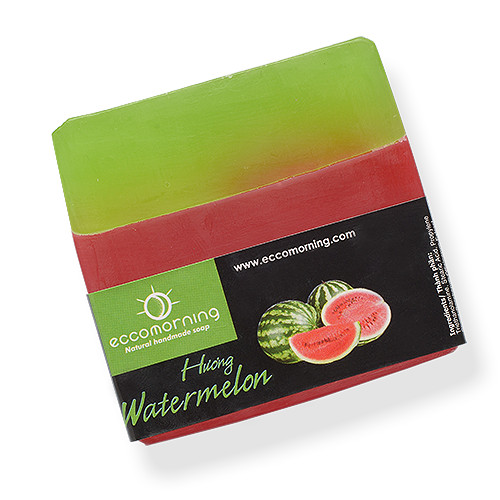 Xà Bông Thiên Nhiên Handmade eccomorning Hình Vuông Hương Dưa Hấu - Watermelon Soap