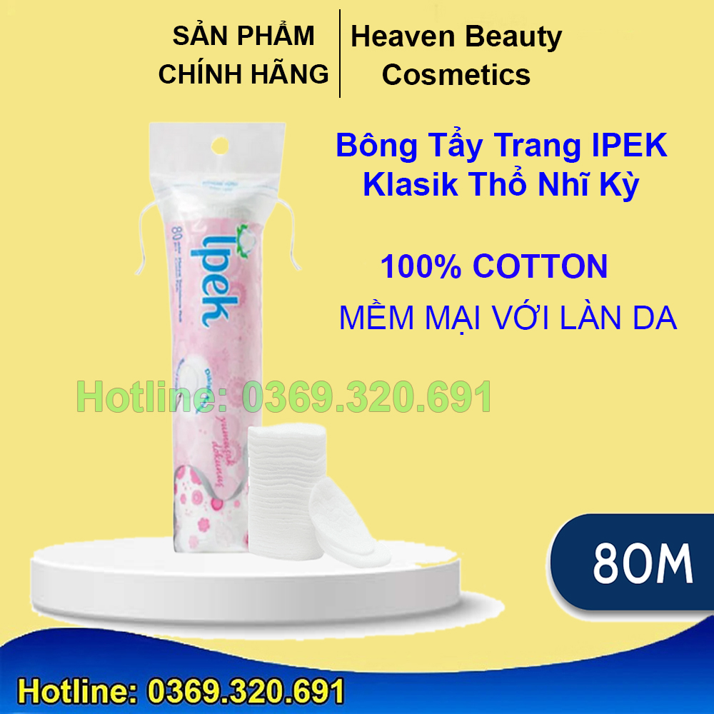 Bông tẩy trang cotton Ipek Thỗ Nhĩ Kì 80 miếng