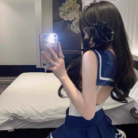 Đồ ngủ Cosplay học sinh cà vạt áo khoét bụng chân váy quần lọt khe sexy