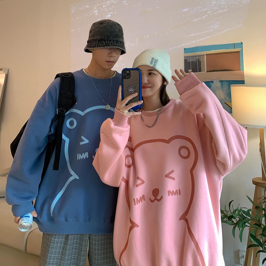 Áo Sweater Nỉ Bông Họa Tiết Gấu HO-BEAR Form Rộng Unisex Nam Nữ BASIC 4 Màu Hottrend Ulzzang KUN