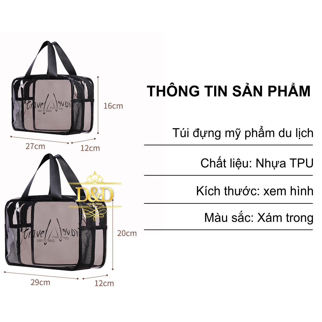 Túi đựng mỹ phẩm du lịch TPU chống thấm nước có 2 ngăn ướt khô