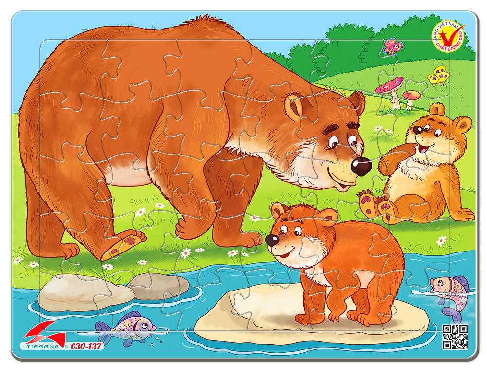 Xếp hình Tia Sáng Gia đình gấu (30 Mảnh Ghép) - Tặng kèm tranh tô màu cho bé