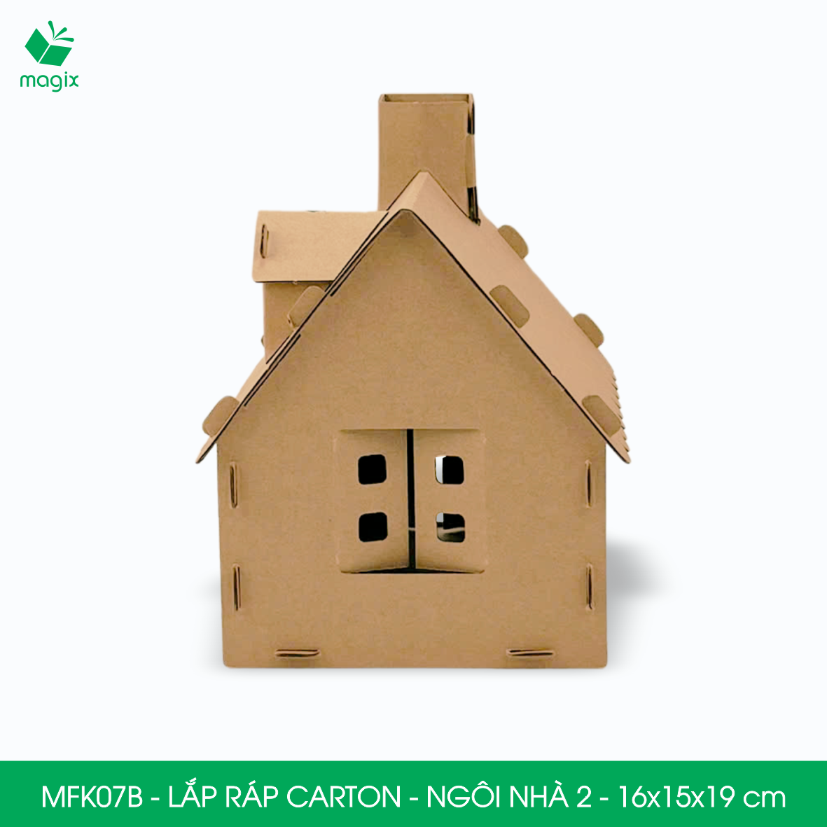 MFK07B - 16x15x19 cm - Mô hình ngôi nhà lắp ráp từ bìa carton cao cấp, nhà giấy carton mini sáng tạo