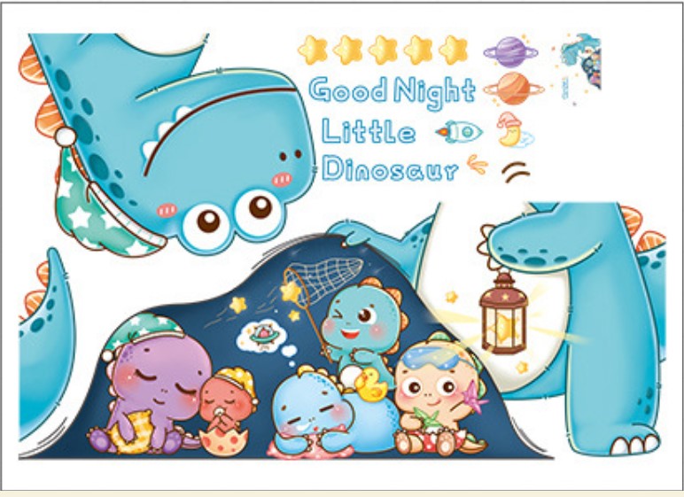 DECAL GIA ĐÌNH KHỦNG LONG CHÚC NGỦ NGON