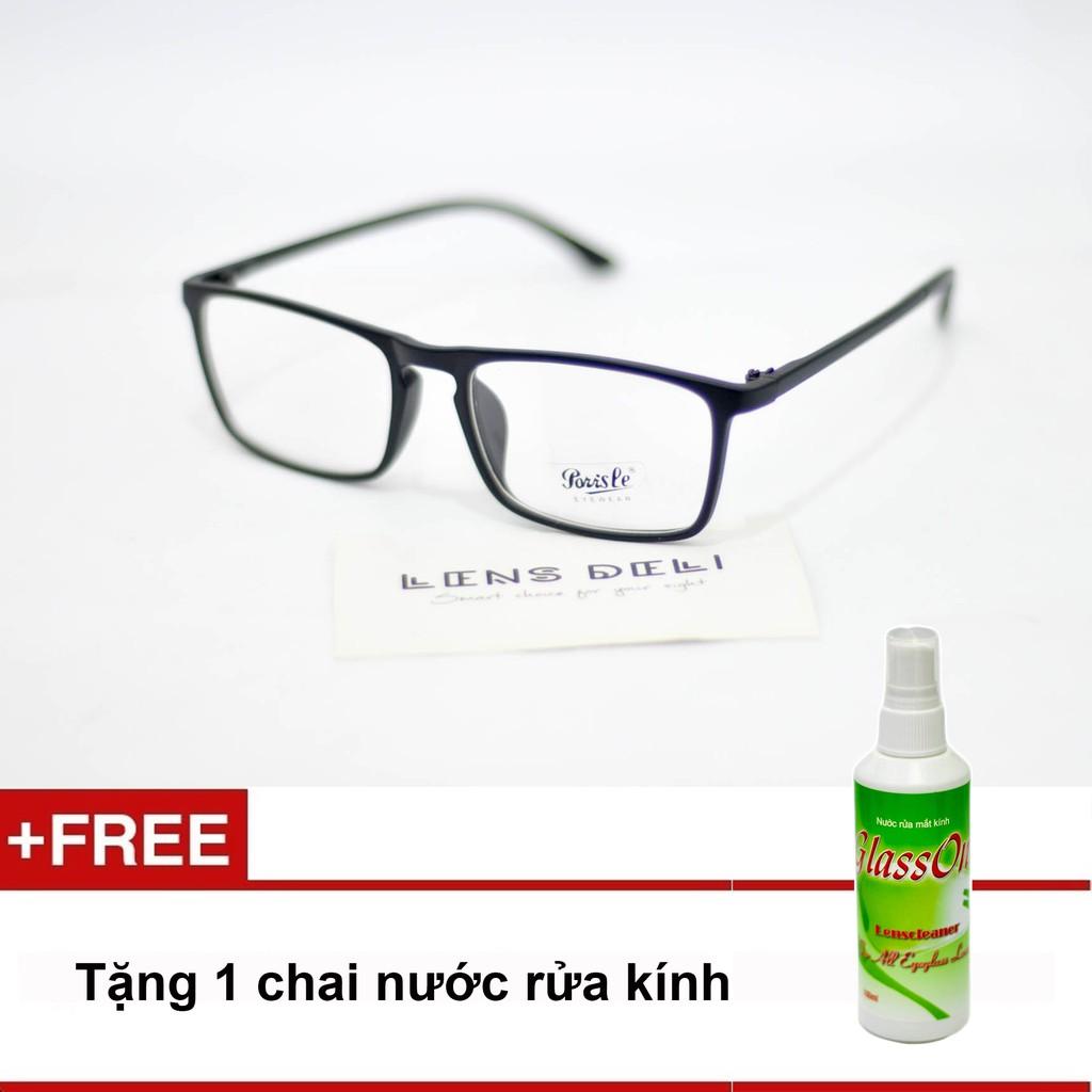 Gọng kính siêu mỏng Lens Deli (Đen) + Tặng 1 chai nước rửa kính Glassone