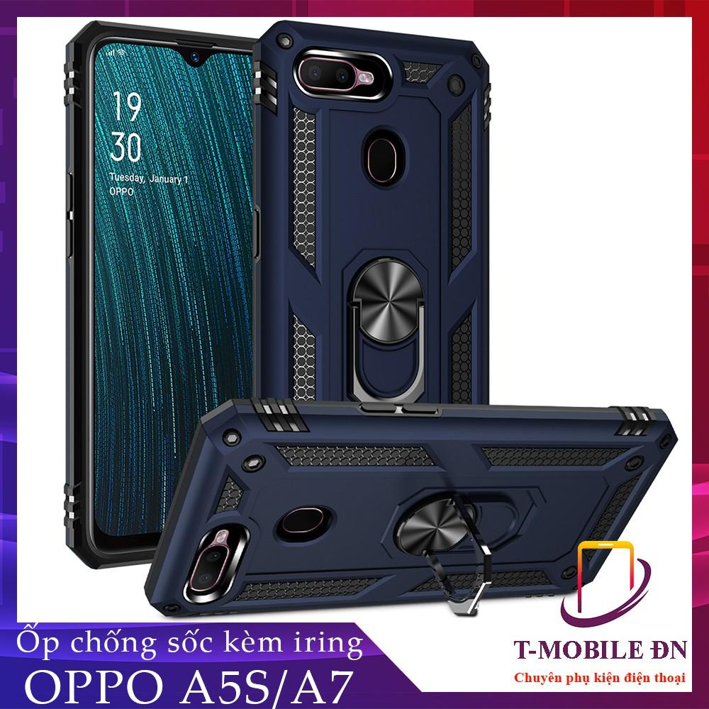 Ốp lưng cho Oppo A5S A7 chống sốc 2 lớp kèm nhẫn iring làm giá đỡ