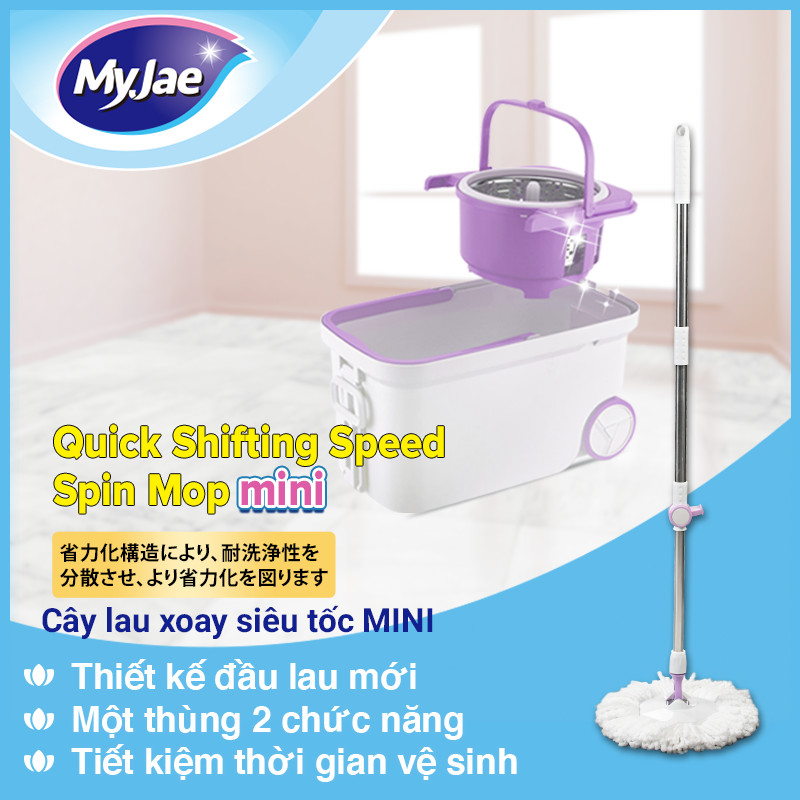 [Tặng Bông Lau] Bộ Lau Nhà MyJae Đài Loan Sợi Microfiber Xoay Siêu Tốc 360 Độ Thông Minh 129.5cm