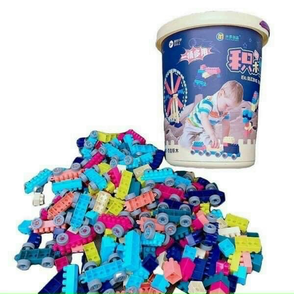 BỘ Đồ Chơi Xếp Hình 198 Chi Tiết - Xô Đồ Chơi  Cho Bé Sáng Tạo và Vui chơi