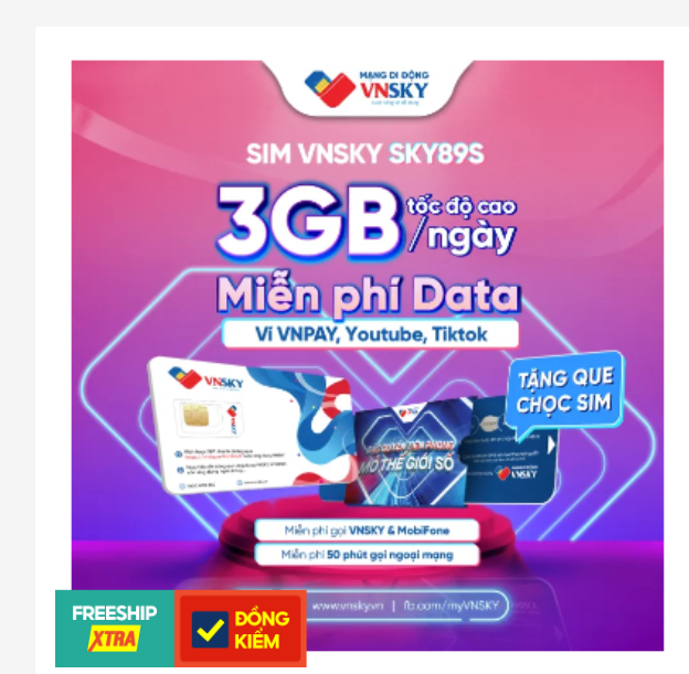 SIM VNSKY89, VNSKY69A, VNSKY77 KHÔNG GIỚI HẠN DATA [Miễn phí 1 tháng], Gọi miễn phí nội mạng, đầu số 0777 tam hoa