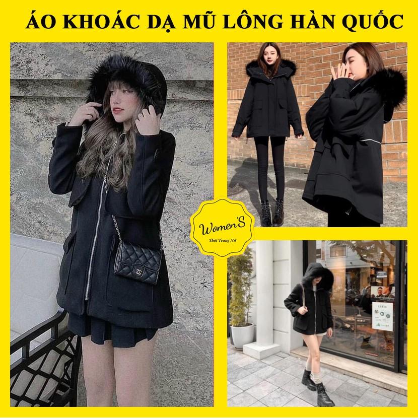 ÁO KHOÁC DẠ LÔNG MŨ ĐEN HÀNG CAO CẤP