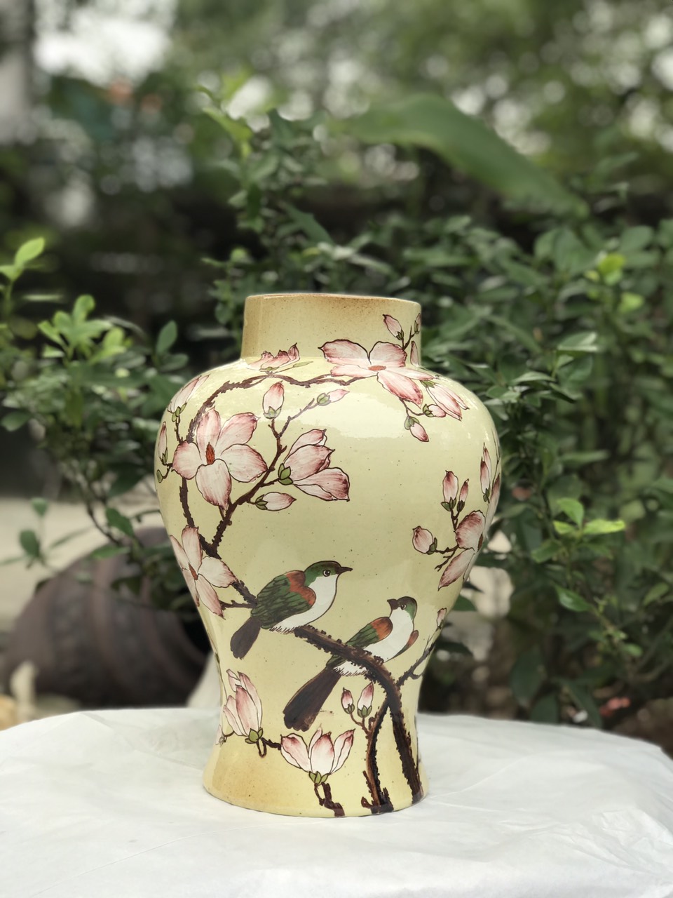 BÌNH HOA VẼ TAY GỐM SỨ BÁT TRÀNG H30CM