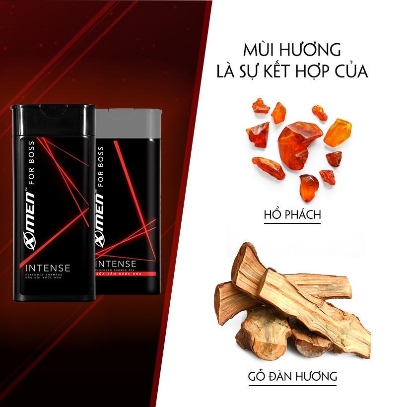 Combo dùng thử Dầu gội - Sữa tắm X-men For Boss Intense hương trầm ấm 380g/Chai