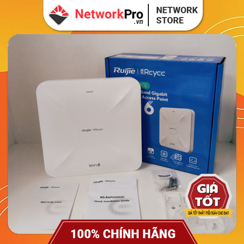 Bộ Phát WiFi Ruijie RG-RAP2260 (G) Wi-Fi 6 Hàng Chính Hãng – Tốc Độ 1775Mbps, Hỗ Trợ +100 User (Hàng Chính Hãng)