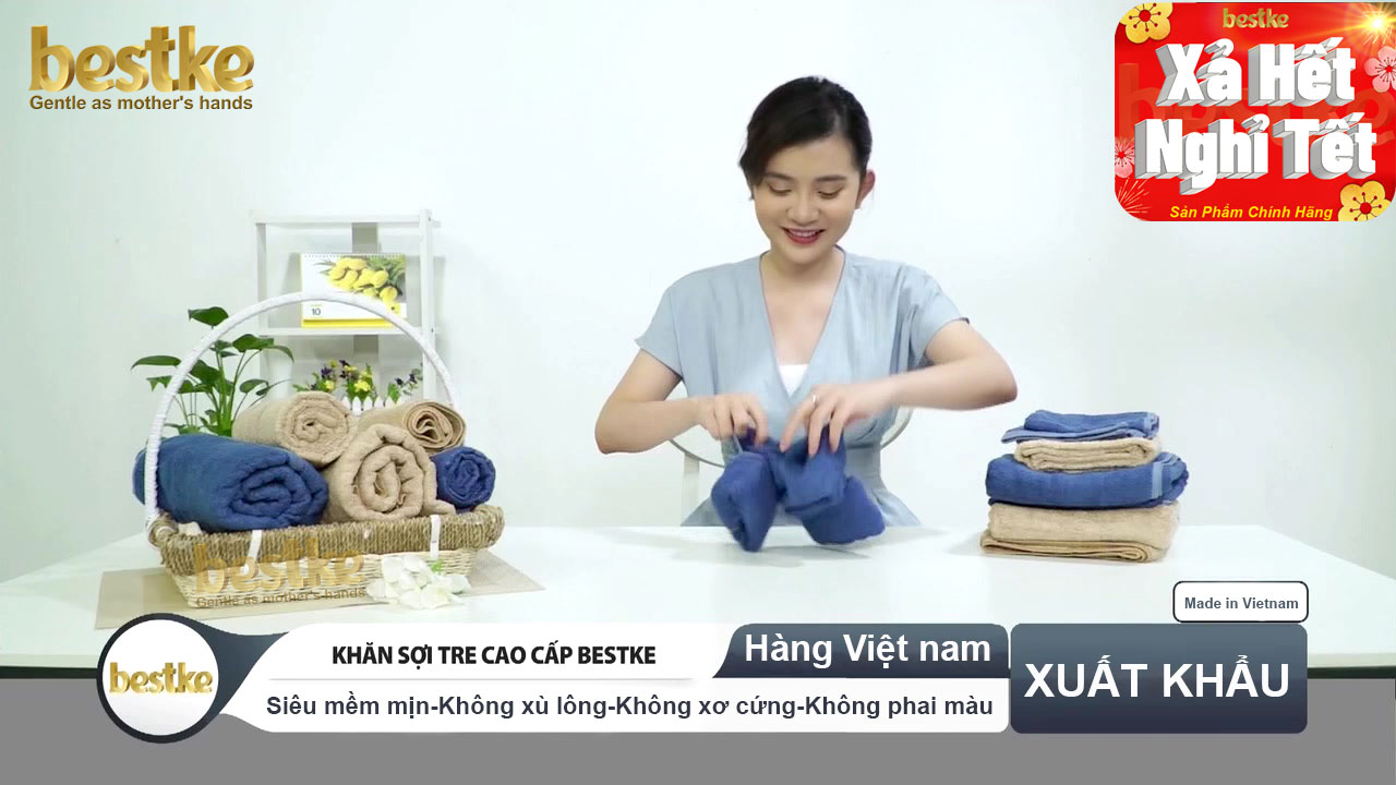 Combo 3 Khăn Mặt sợi tre bestke siêu mềm mịn, thấm hút và không phai màu, size 30*50cm, TL 70g/cái, Bamboo Towels