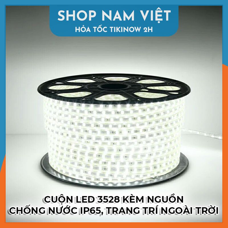 Dây Led 3528 Kèm Nguồn, Led Chống Nước Trang Trí Ngoài Trời, Hắt Trần, Quấn Cây - Chính Hãng NAVIVU