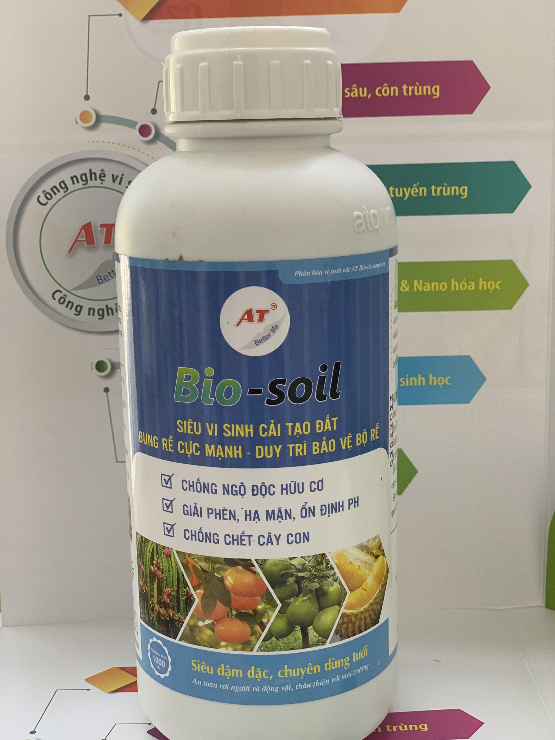 Siêu Kích Rễ Cải Tạo Phục Hồi Đất Chai Hóa Tăng Đậu Trái Chống Rụng Trái Non Chế Phẩm Sinh Học AT Bio Soil Đậm Đặc 1 Lít