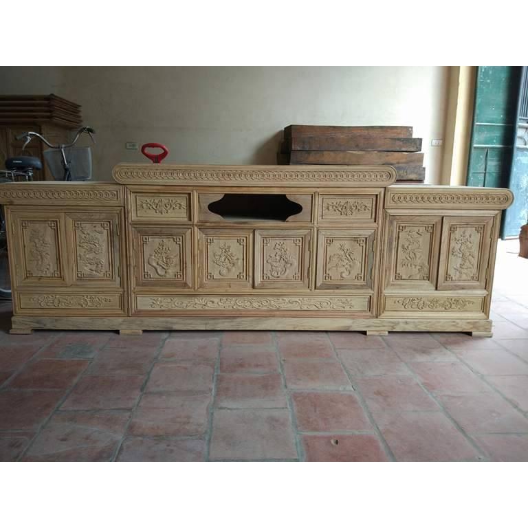 Kệ tivi kiểu nồi giữa gỗ gụ