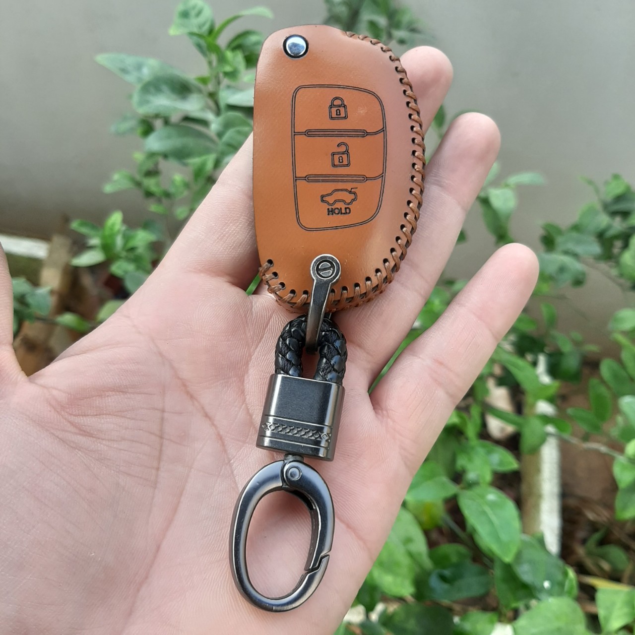 Bao da chìa khoá ô tô Hyundai Grand i10 bản thiếu, Accent đời cũ, solati chìa gập. Da bò thật, bảo hành 2 năm