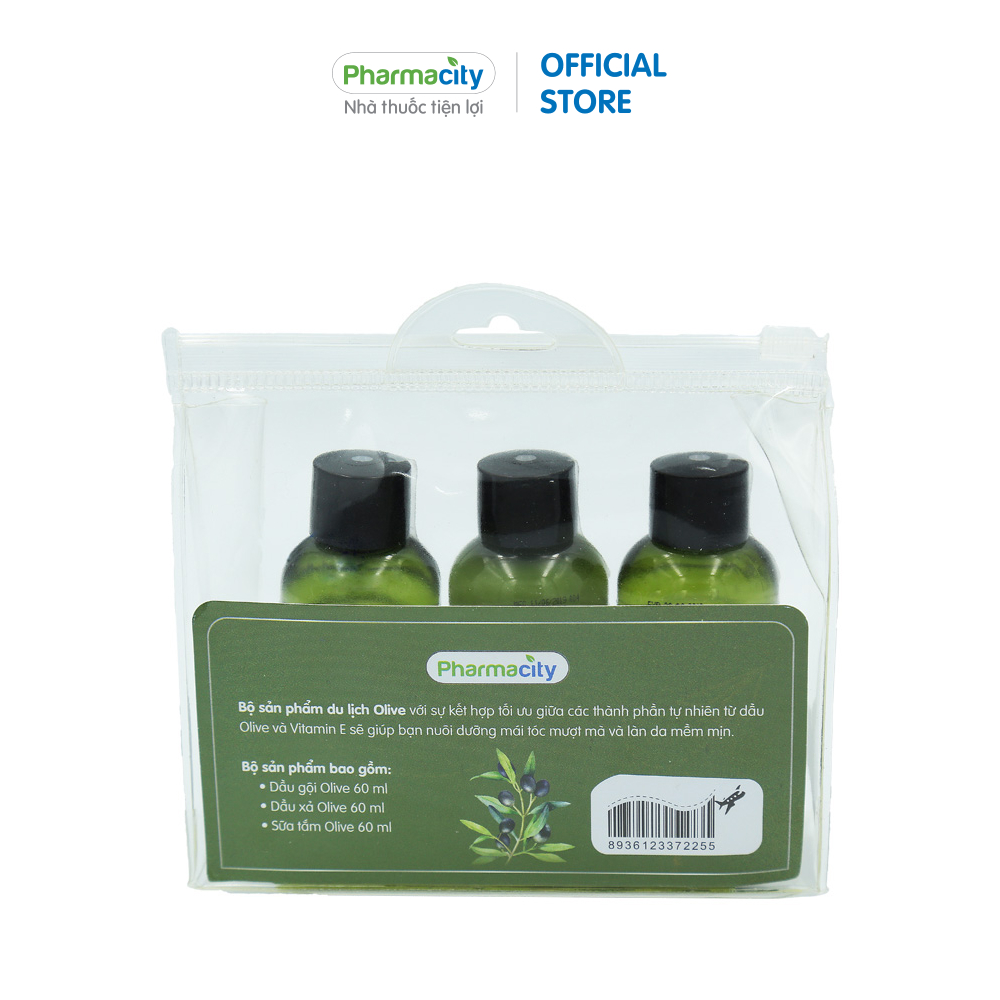 Bộ dầu gội, sữa tắm du lịch Pharmacity Travel Kit (Bộ 3 chai x 60ml)