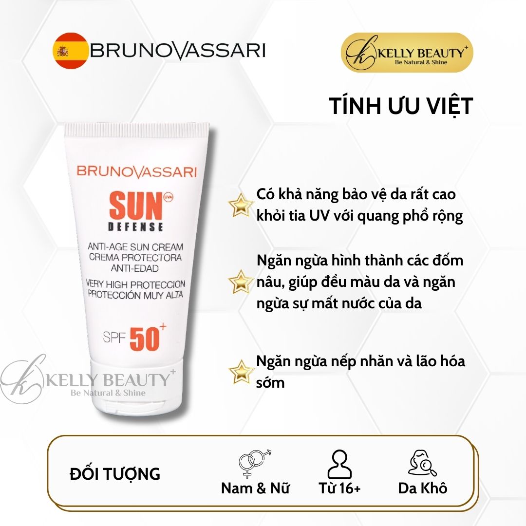 Kem Chống Nắng Cho Da Khô, Lão Hóa Anti-Age Sun Cream SPF 50+ - Bruno Vassari