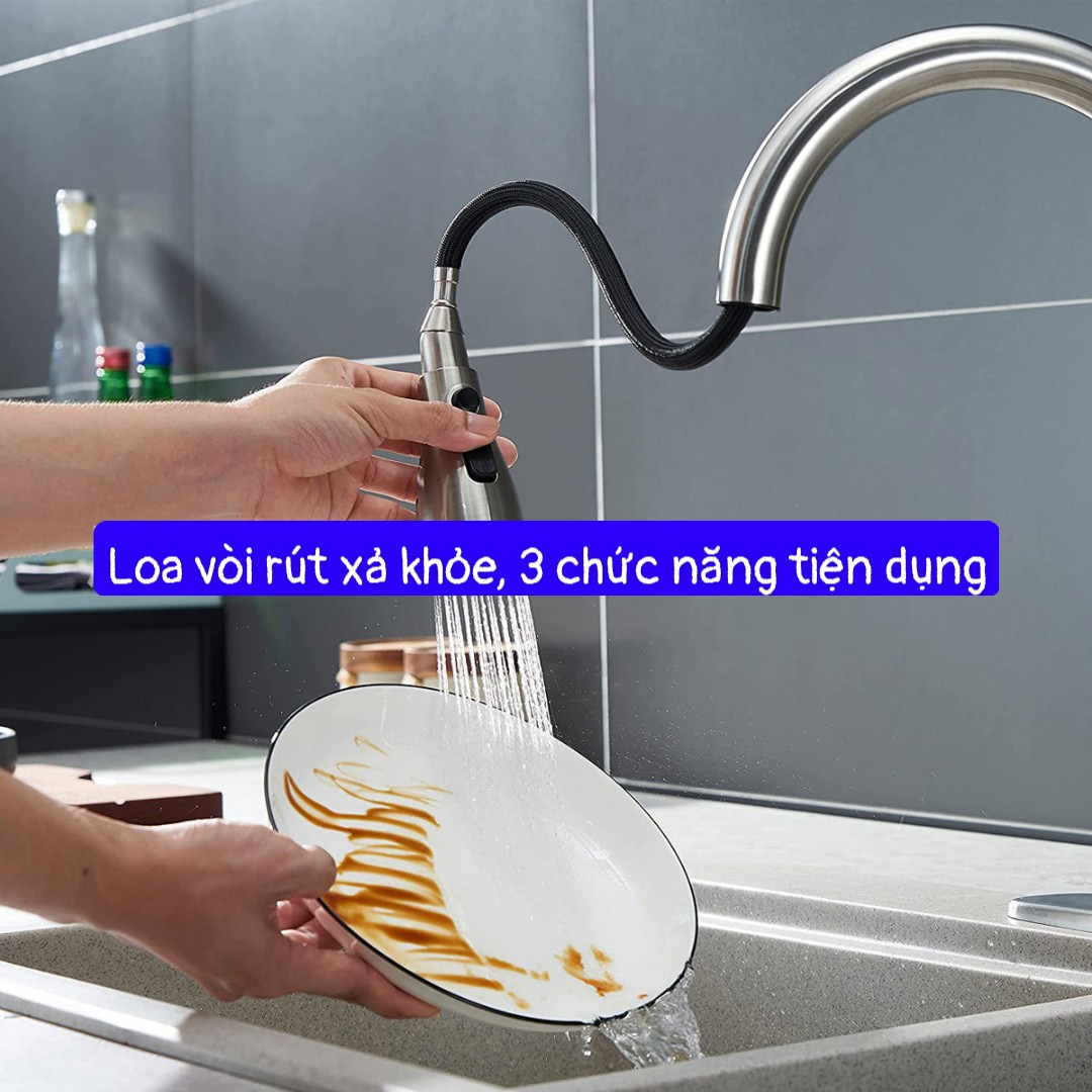 Loa vòi rửa bát dây rút 3 chức năng xả khỏe