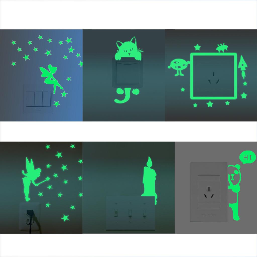Home Switch Cover Wall Light Socket Glow in the Dark Stickers Decor Stars