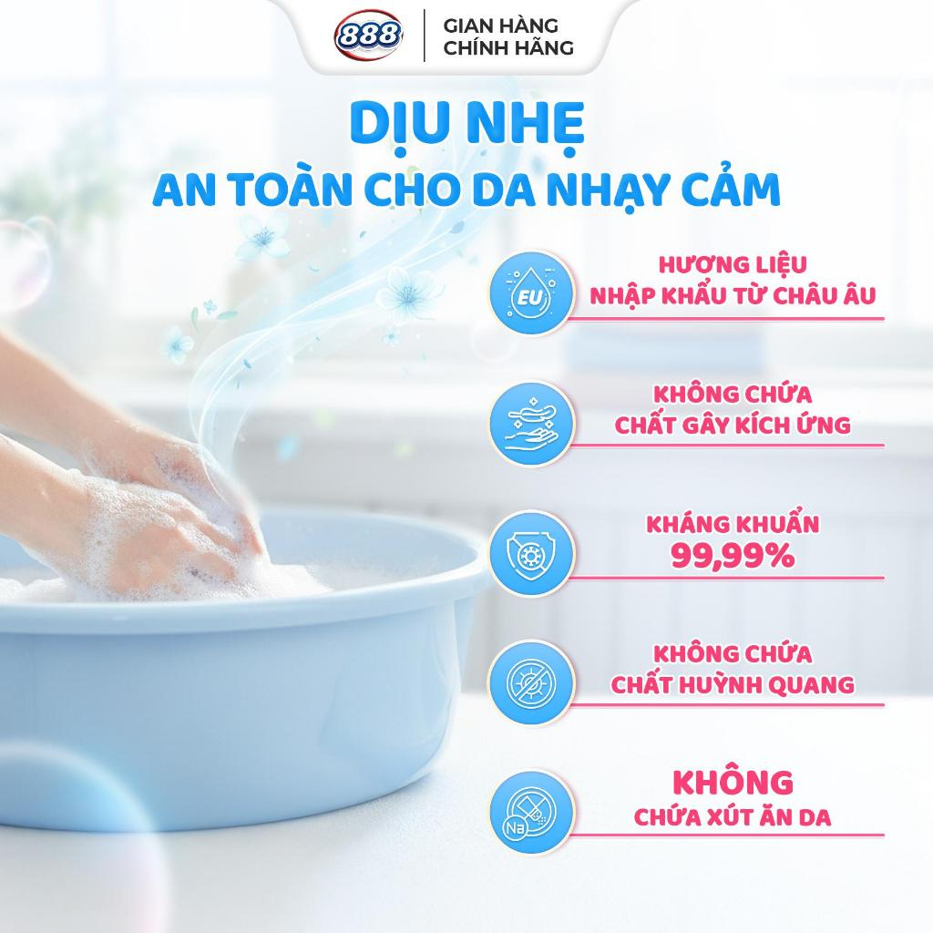 Combo 2 Túi Nước Giặt Xả 888 Hương Nước Hoa Bali Paris Cao Cấp 2kg/Túi