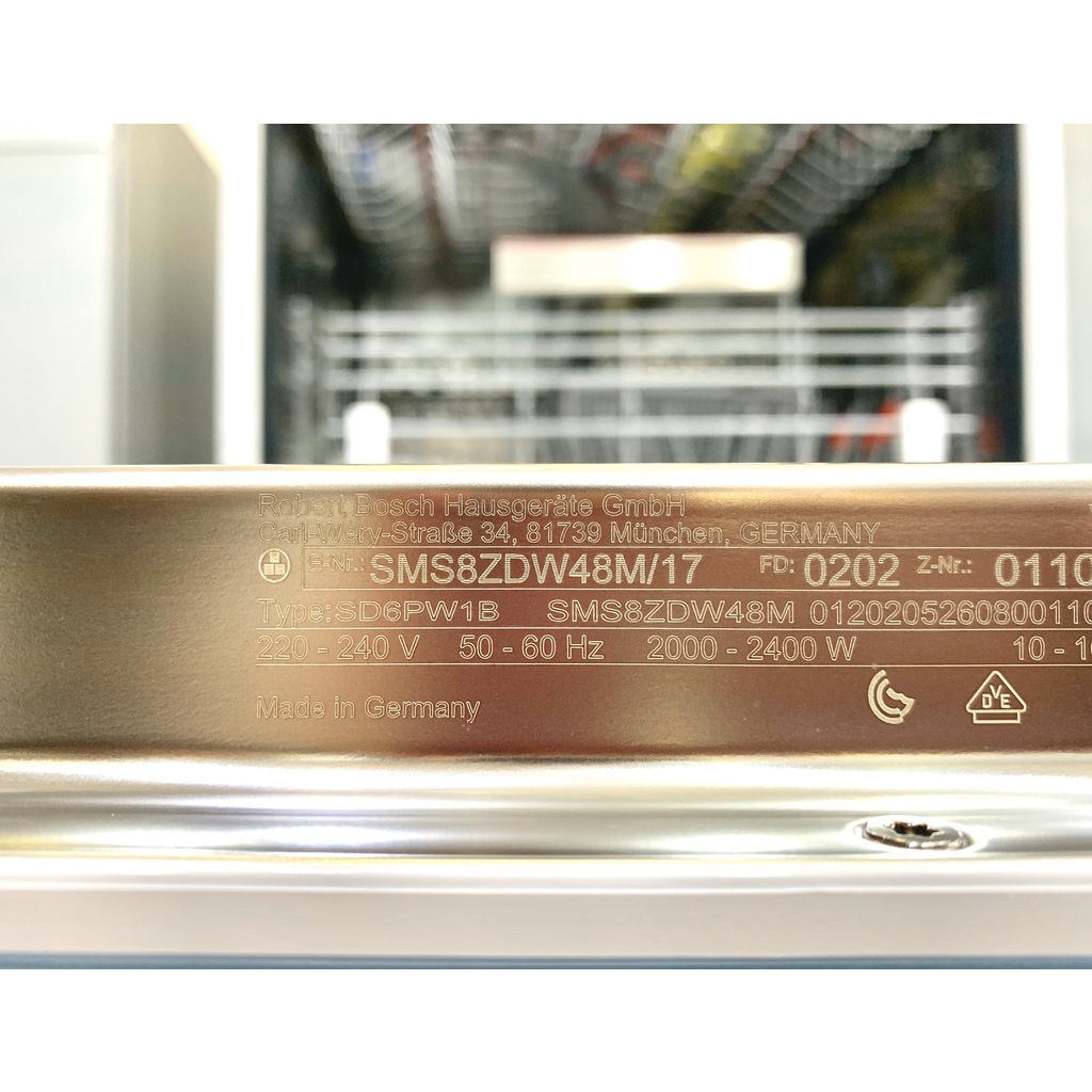 Máy rửa bát độc lập Bosch SMS8ZDW48M Serie 8, 8 chương trình rửa 14 bộ bát đĩa châu âu- Hàng chính hãng