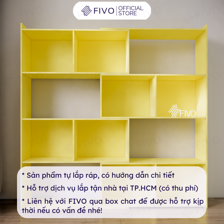 Kệ Sách Đa Dụng Để Sàn FIVO FB72 Màu Vàng, Trang Trí Phòng Cho Bé Trai, Bé Gái, Thiết Kế Thông Minh Đa Ngăn - Hàng Chính Hãng