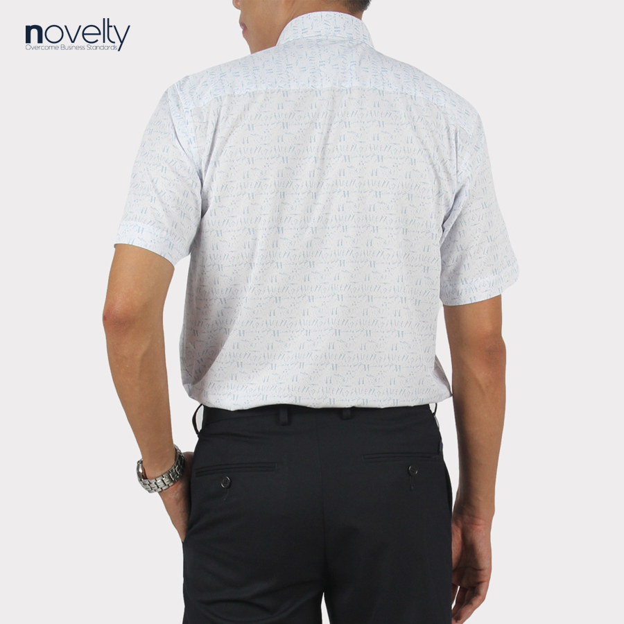 Áo sơ mi nam ngắn tay Novelty Casual vải dừa hoa văn NSMMINMCNB220786N