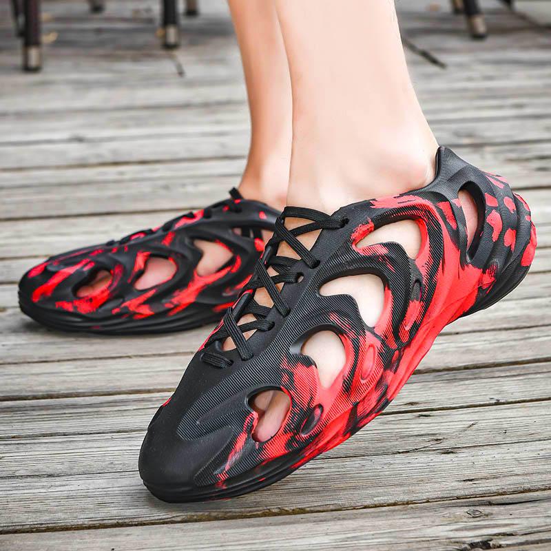 UNISEX Bãi biển Sandal Eva Phụ nữ Đàn ông Giày Garden Garden Giày cà vạt Giày sneakers Sneakers Giày Water Slip-On Foam Runner Color: White Orange Shoe Size: 43