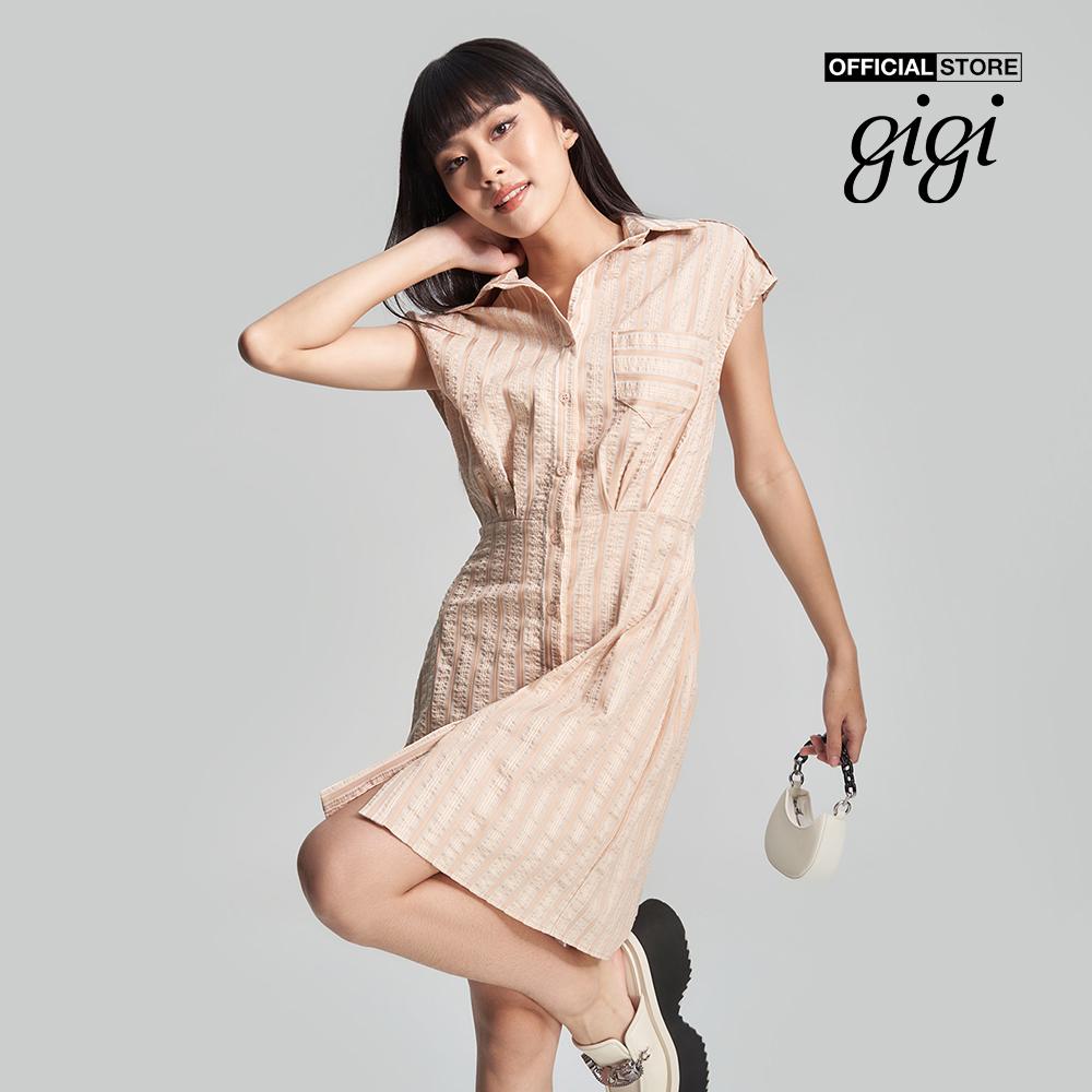 GIGI - Đầm sơ mi tay ngắn năng động G2107D231120-12
