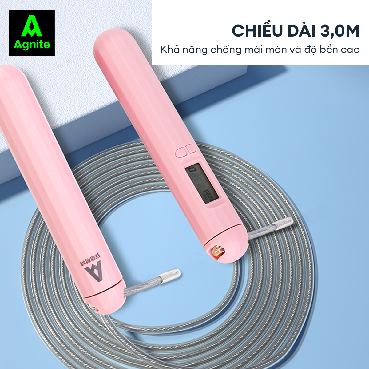 Dây nhảy đếm số điện tử Agnite tích hợp 3 chế độ - thiết kế thông minh nhỏ gọn - luyện tập thể thao tại nhà