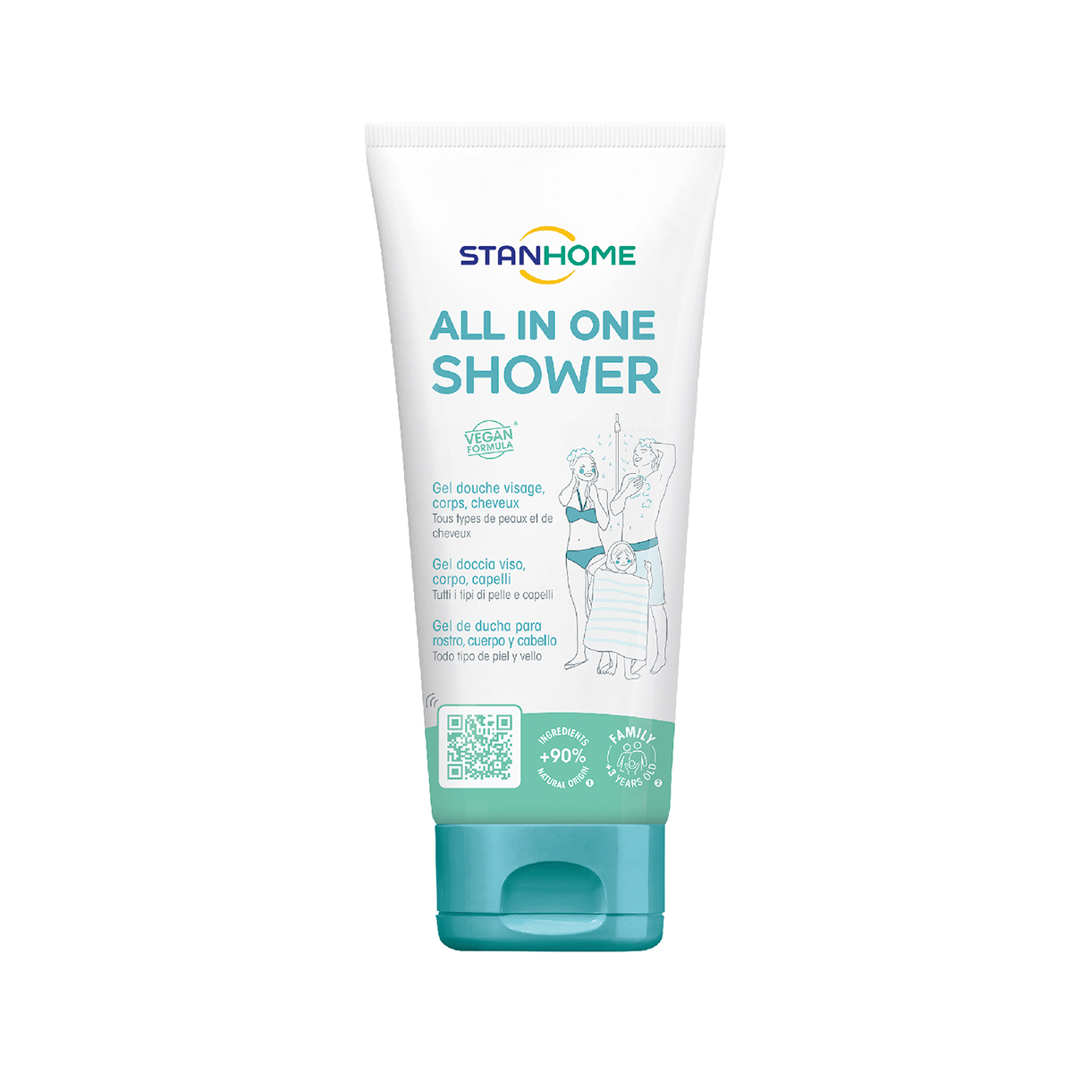 Rửa mặt, tắm, gội 3 trong 1 cho da dầu mụn, mụn lưng ngực, tóc bết Stanhome All In One Shower Gel 200ml