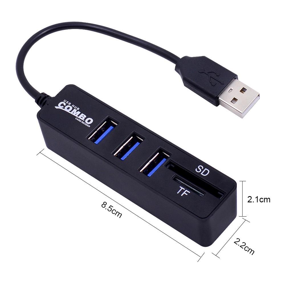 Bộ chia 3 cổng USB 2.0 tích hợp đầu đọc thẻ nhớ 2 trong 1