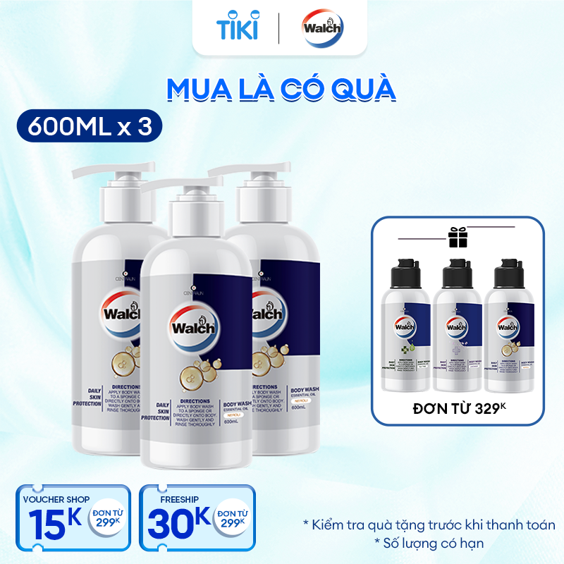 Combo 3 sữa tắm tinh dầu Walch tiêu diệt vi khuẩn, dưỡng ẩm mềm mịn, tái tạo làn da - Hương Neroli