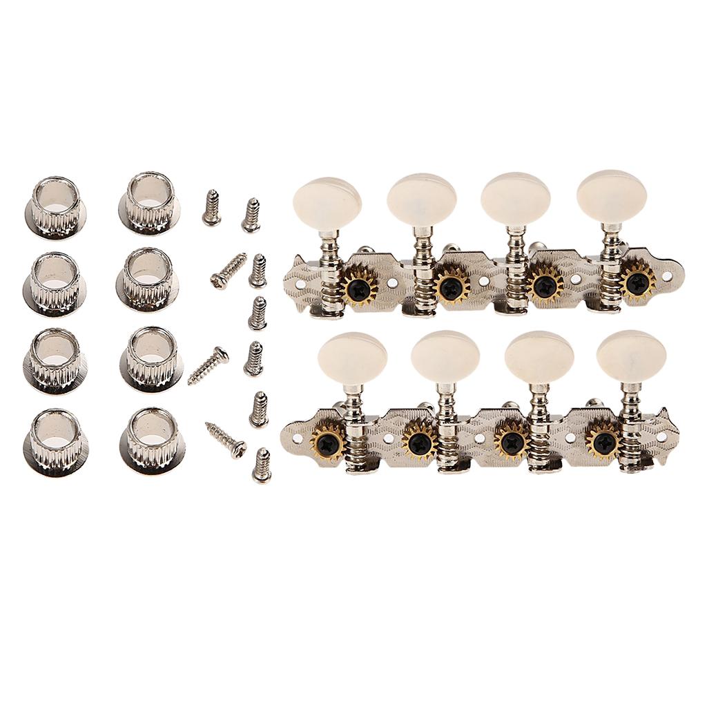 Sunnimix 4L 4R Bạc Đàn Mandolin Chỉnh Âm Máy Đầu Với Ốc Vít Cho 8 Dây Đàn Mandolin