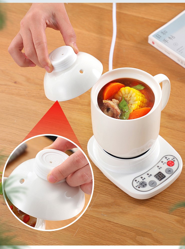 Nồi dạng ấm bằng sứ chưng yến, hầm,nấu cháo, nấu tiềm có hẹn giờ vân đá