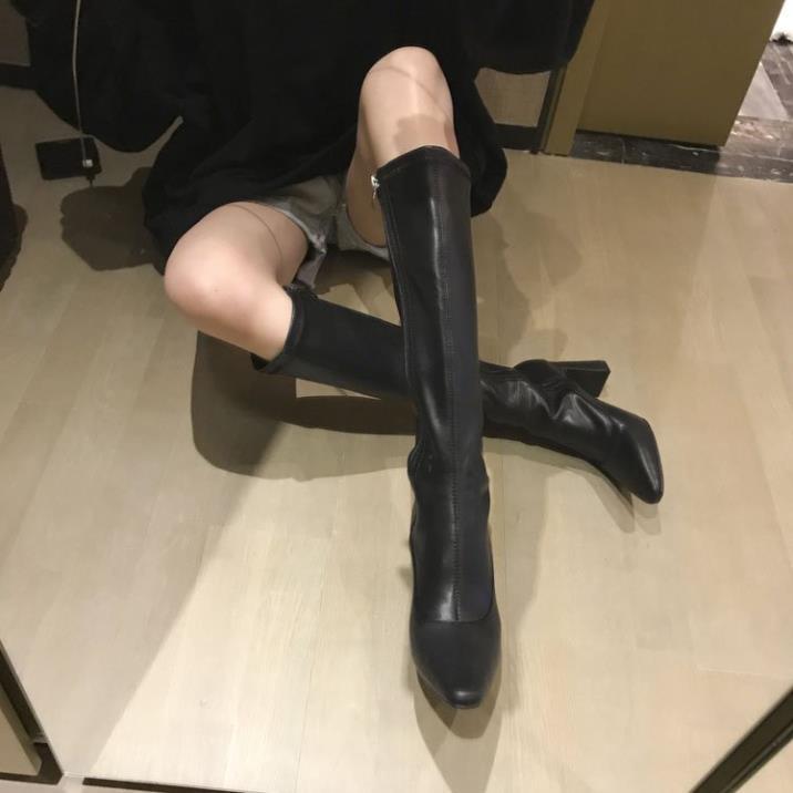 Hàng cao cấp Giày Bốt Cao Gót Mũi Nhọn Màu Sắc Đơn Giản Thoải Mái