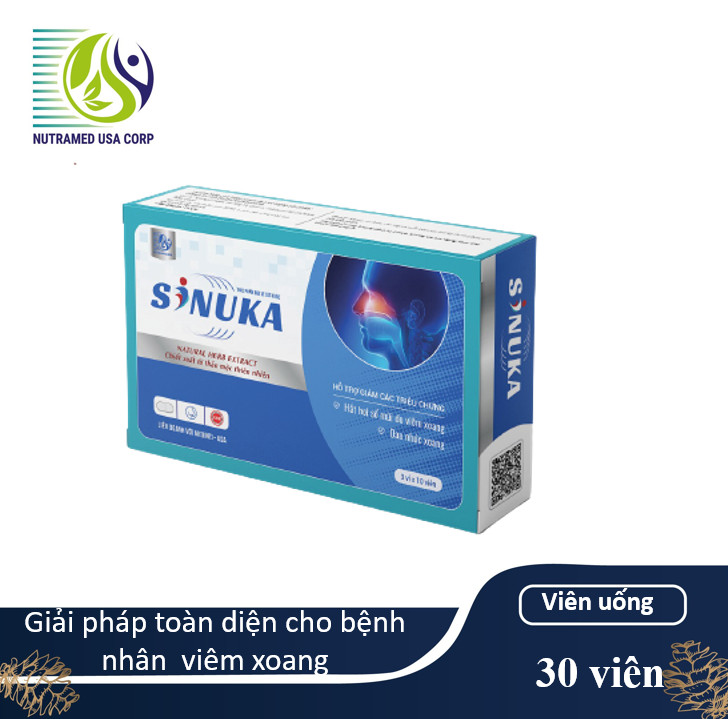 SINUKA - Viên uống thảo dược thiên nhiên hỗ trợ viêm xoang - Nhà máy liên doanh Medinej USA đạt chuẩn WHO -GMP