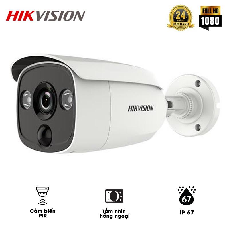 Camera Analog Thân Trụ Hikvision DS-2CE12D0T-PIRL và DS-2CE12D8T-PIRL Ngoài Trời Tích Hợp Cảm Biến PIR+đèn - Hàng Chính Hãng