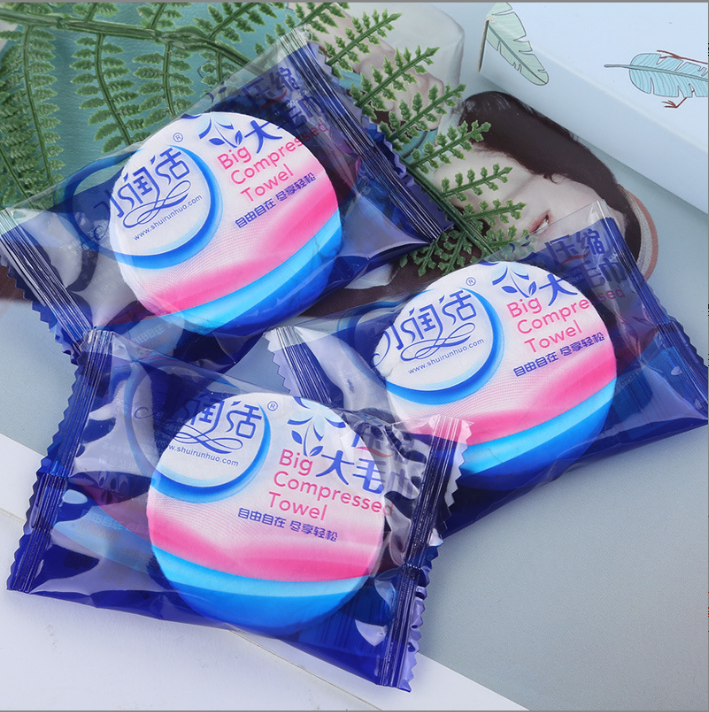 Khăn Du Lịch cotton dạng nén dùng 1 lần , Khăn Đa Năng Tự Nhiên Thấm Nước Tốt GD580-KtamN-xanh