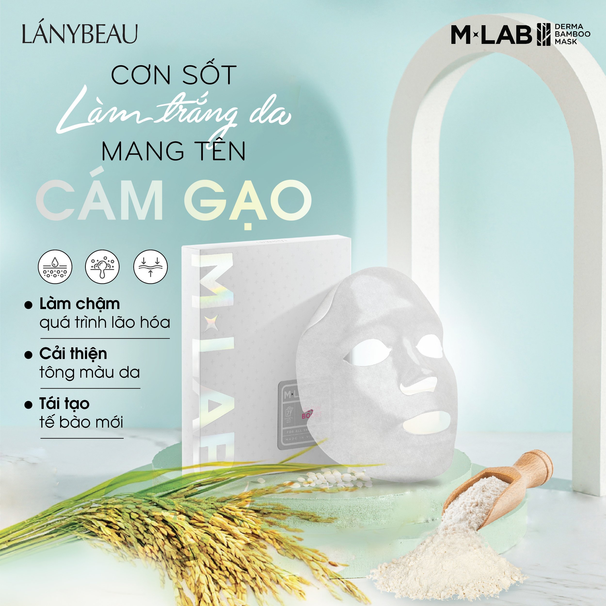 Mặt nạ dưỡng da trắng sáng, đều màu da M-Lab Derma Bamboo LÁNYBEAU (28g/miếng)