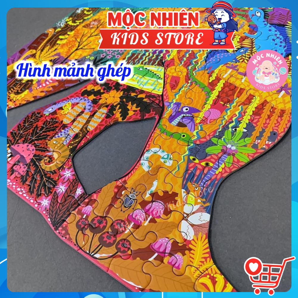 Bộ tranh xếp hình ghép hình puzzle Mideer 280 mảnh ghép 04 chủ đề - Thế giới khủng long - Vỏ sò cá heo - Voi khổng lồ và Tê giác