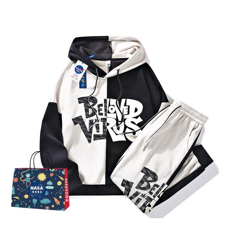 Set Bộ Nỉ Nam Áo Hoodies Phối Hai Màu Kết Hợp Quần Bo Gấu Họa Tiết Chữ Beloved Virus Thời Trang Zenkonu QA NAM 129